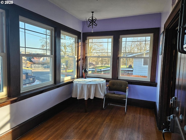 living area featuring dark hardwood / wood-style flooring and plenty of natural light