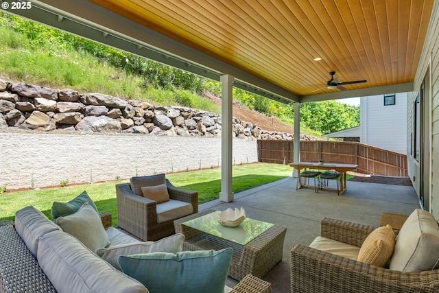 4714 N Elk Dr, Camas, WA 98607 - view of patio / terrace featuring outdoor lounge area and a ceiling fan