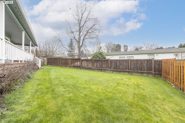 view of yard featuring a fenced backyard