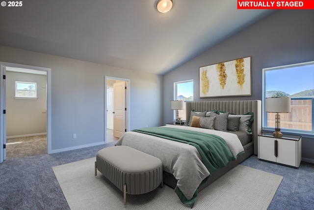 113 Citation Ct, Winston, OR 97496 - bedroom featuring carpet flooring, lofted ceiling, and baseboards