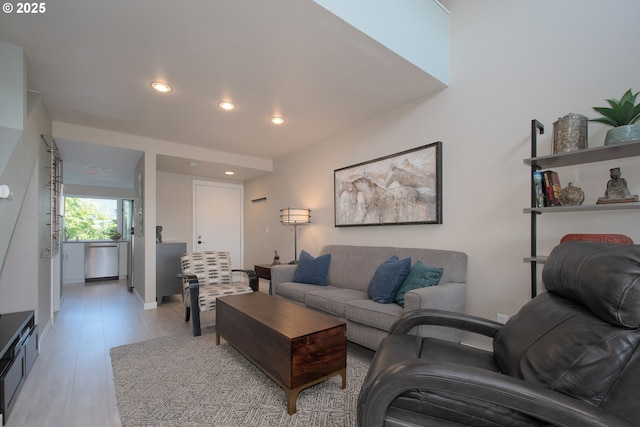 living room featuring light wood-type flooring