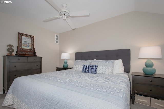 bedroom with carpet flooring and ceiling fan