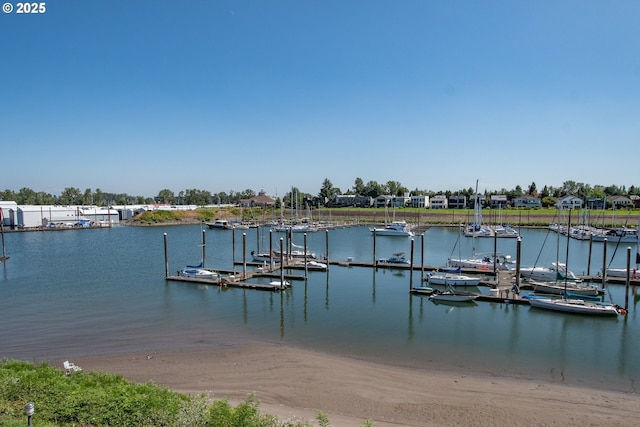 dock area featuring a water view