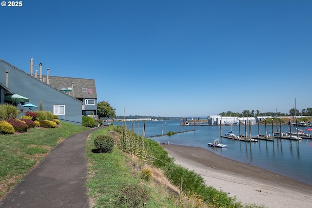 view of dock featuring a water view