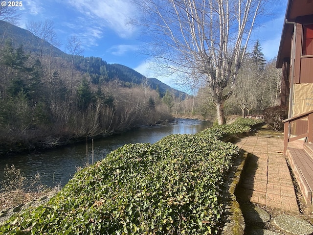 view of water feature with a mountain view