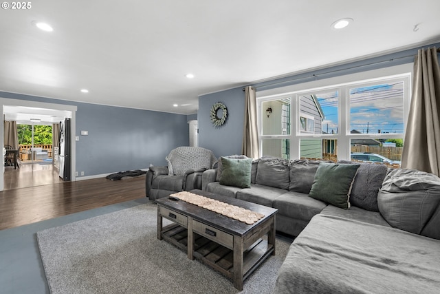 1858 5th St, Astoria, OR 97103 - living area with wood finished floors, recessed lighting, and baseboards