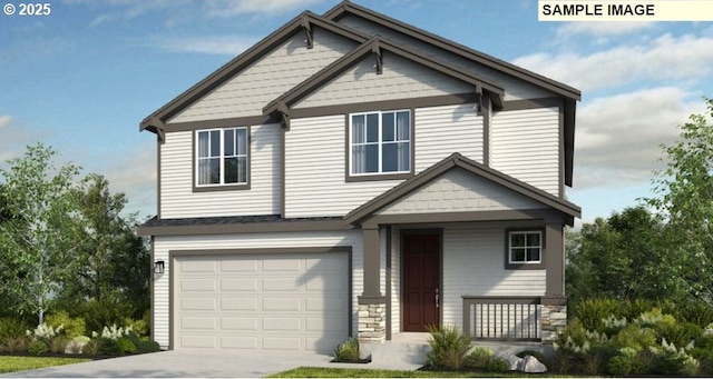 craftsman-style house featuring an attached garage and driveway