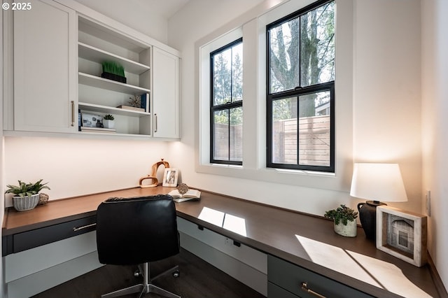 office featuring built in desk