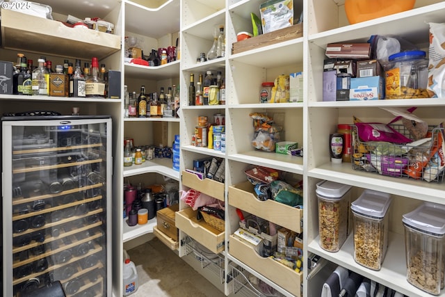 storage area featuring beverage cooler