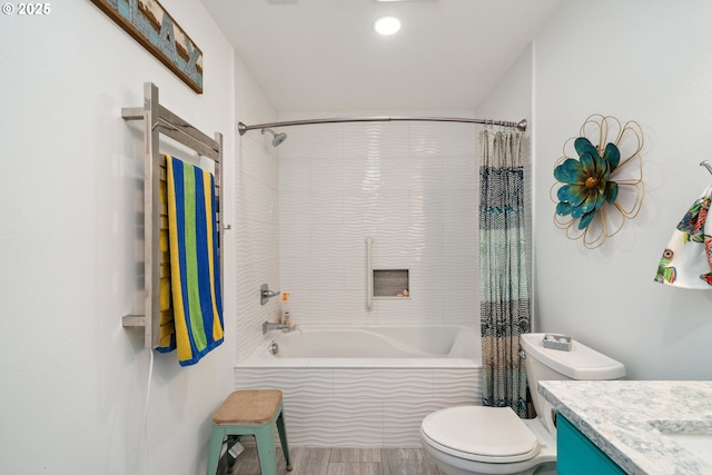 26280 Beach Dr, Rockaway Beach, OR 97136 - bathroom with shower / bath combo, vanity, and wood finished floors