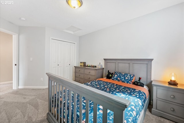 17202 NW Viola St, Portland, OR 97229 - bedroom featuring carpet flooring, a closet, baseboards, and attic access