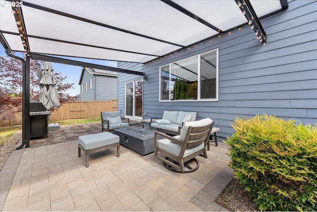 17202 NW Viola St, Portland, OR 97229 - view of patio with an outdoor living space with a fire pit and area for grilling
