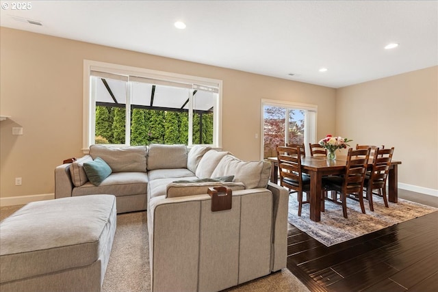 17202 NW Viola St, Portland, OR 97229 - living room with baseboards, recessed lighting, and wood finished floors