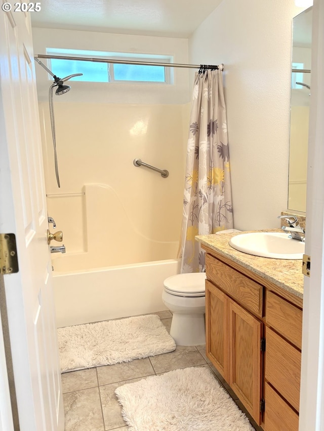 17239 Lumberview Rd, Brookings, OR 97415 - bathroom with tile patterned floors, shower / bath combo, toilet, and vanity