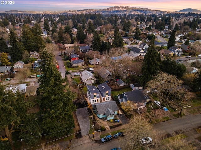 aerial view with a residential view and a mountain view