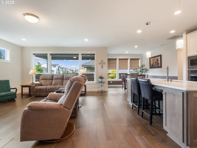 16711 NE 86th St, Vancouver, WA 98682 - living room with plenty of natural light, dark wood-type flooring, and recessed lighting