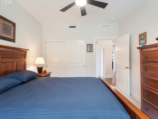 16711 NE 86th St, Vancouver, WA 98682 - bedroom featuring a closet, ceiling fan, and wood finished floors