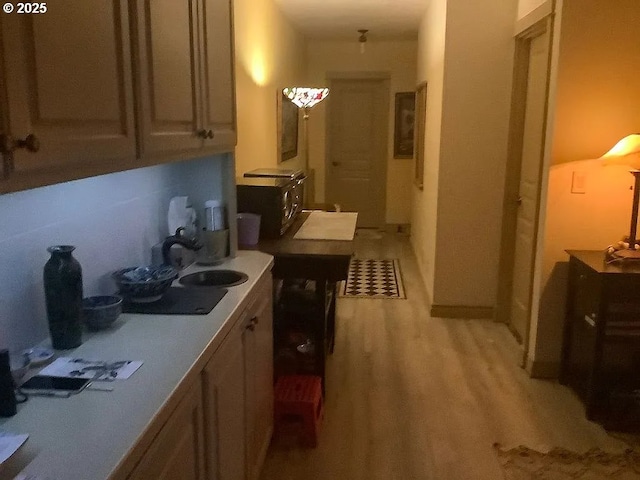 kitchen featuring sink and light wood-type flooring