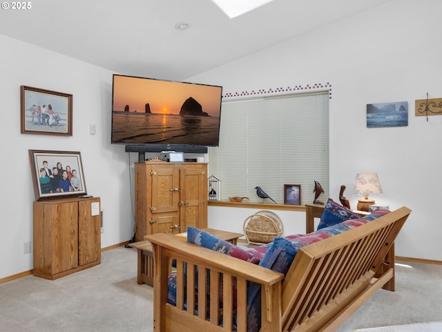 370 4th Pl, Manzanita, OR 97130 - carpeted living room with baseboards and vaulted ceiling