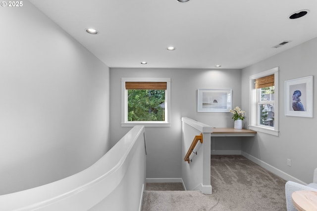 18287 SW Florendo Ln, Beaverton, OR 97007 - stairs featuring carpet floors and recessed lighting