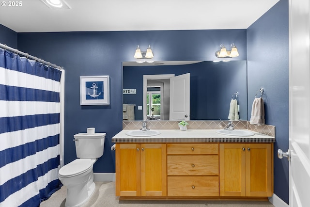 18287 SW Florendo Ln, Beaverton, OR 97007 - full bath with backsplash, double vanity, and curtained shower