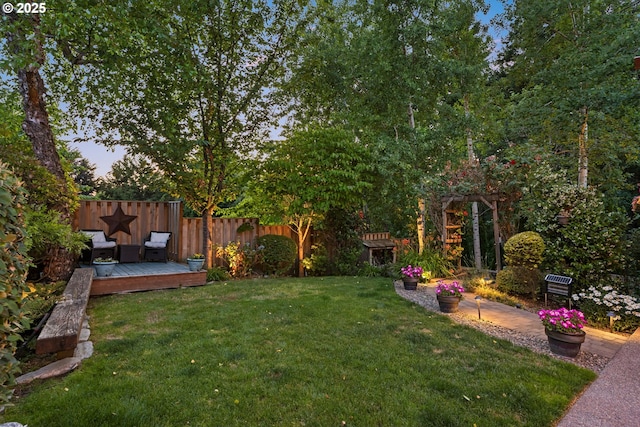 18287 SW Florendo Ln, Beaverton, OR 97007 - view of yard featuring a wooden deck