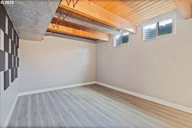 721 NW 76th St, Vancouver, WA 98665 - below grade area featuring wood finished floors, wooden ceiling, and baseboards