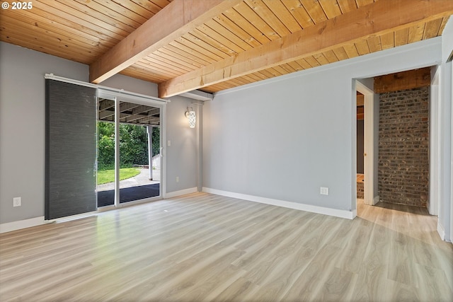 721 NW 76th St, Vancouver, WA 98665 - spare room featuring wood finished floors, wood ceiling with exposed beams, and baseboards