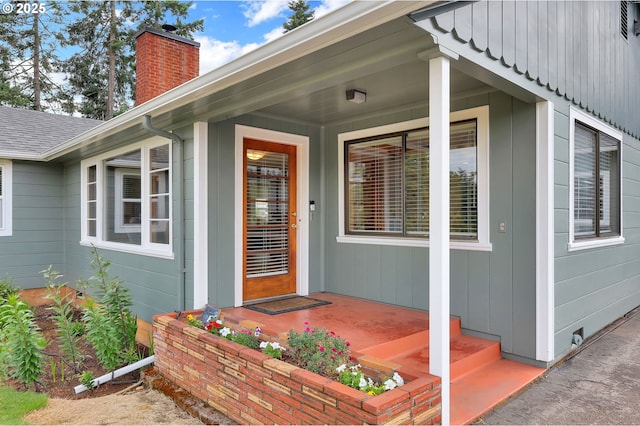 35478 Brabham Rd, Pleasant Hill, OR 97455 - property entrance with a chimney and covered porch