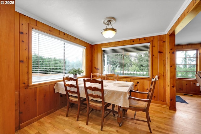 35478 Brabham Rd, Pleasant Hill, OR 97455 - dining area featuring crown molding, light wood finished floors, and wood walls
