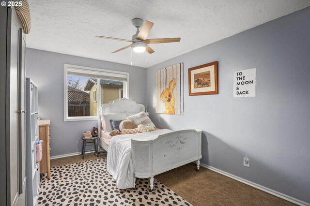 1001 S Grant St, Canby, OR 97013 - carpeted bedroom with ceiling fan and a textured ceiling