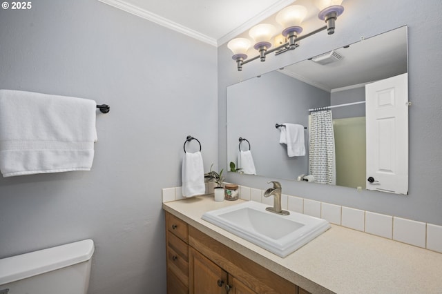 1001 S Grant St, Canby, OR 97013 - bathroom featuring vanity, ornamental molding, and a shower with shower curtain