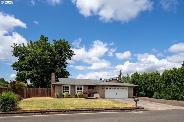 1001 S Grant St, Canby, OR 97013 - ranch-style house with a garage, driveway, and a chimney