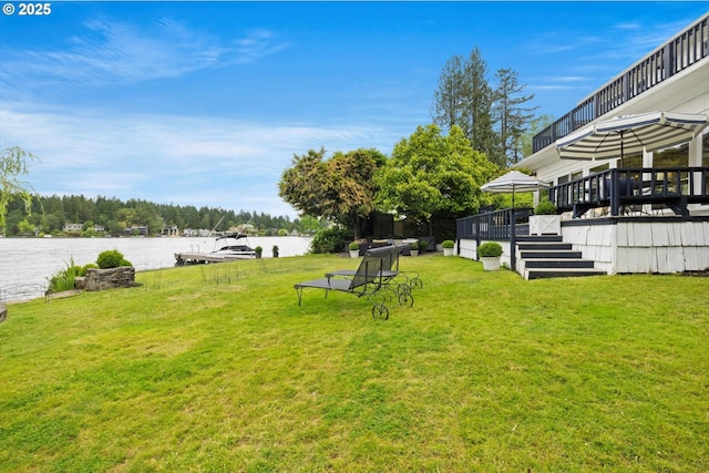 1667 Lake Front Rd, Lake Oswego, OR 97034 - view of grassy yard featuring a deck with water view