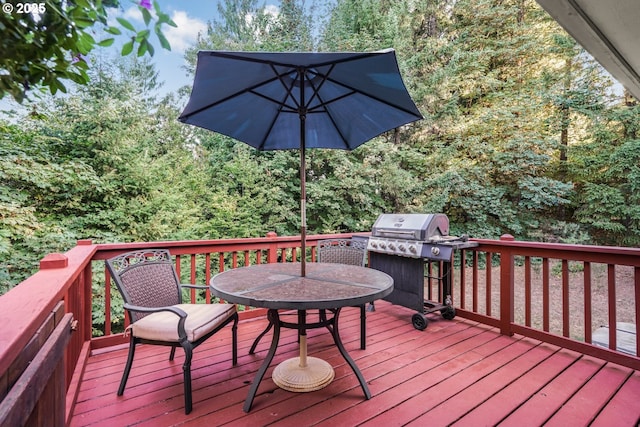 19330 NW Curtis Creek Dr, Manning, OR 97125 - wooden terrace with outdoor dining area and area for grilling