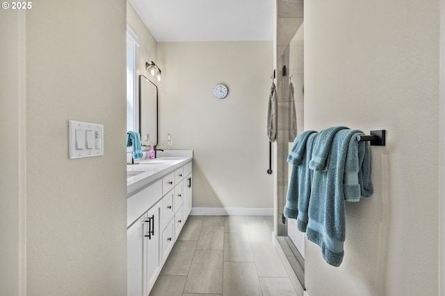 32750 Macy St, Eugene, OR 97408 - full bath with double vanity, a shower, and tile patterned flooring