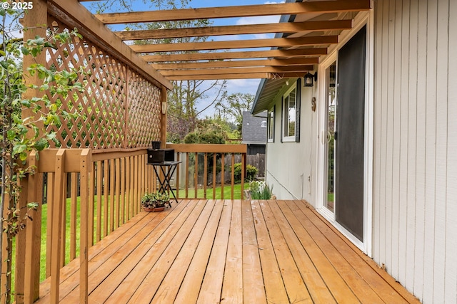 wooden terrace with a pergola