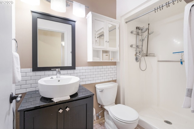 3327 Hillcrest Way, Forest Grove, OR 97116 - full bathroom with a stall shower, vanity, and decorative backsplash
