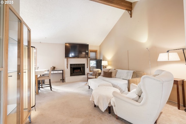 3327 Hillcrest Way, Forest Grove, OR 97116 - living room with light carpet and a fireplace with raised hearth