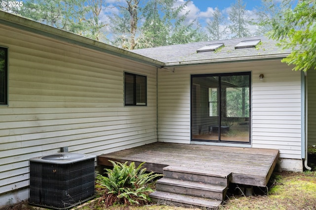 deck featuring central air condition unit