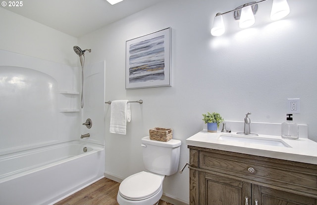 126 NE Garfield St, Camas, WA 98607 - full bathroom with washtub / shower combination, wood finished floors, and vanity