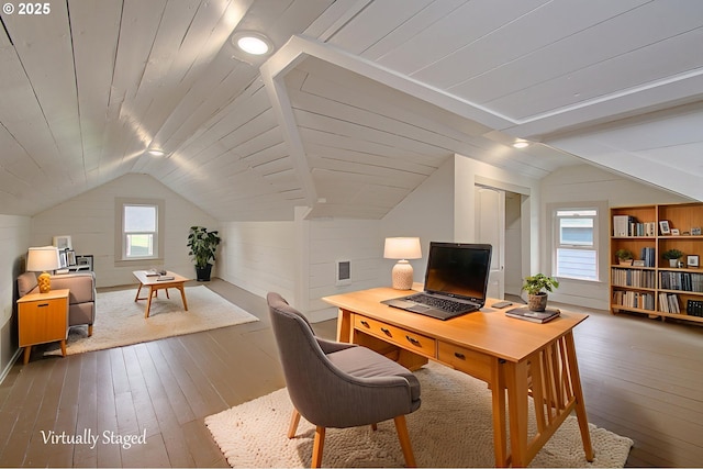 126 NE Garfield St, Camas, WA 98607 - office area with hardwood / wood-style flooring and lofted ceiling