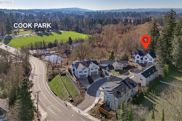 9258 SW Waverly Dr, Tigard, OR 97224 - aerial view of property and surrounding area featuring a forest