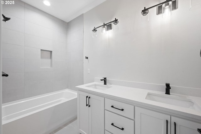 9258 SW Waverly Dr, Tigard, OR 97224 - bathroom with tub / shower combination and double vanity