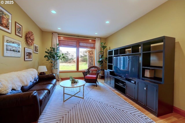 living room with light wood-type flooring