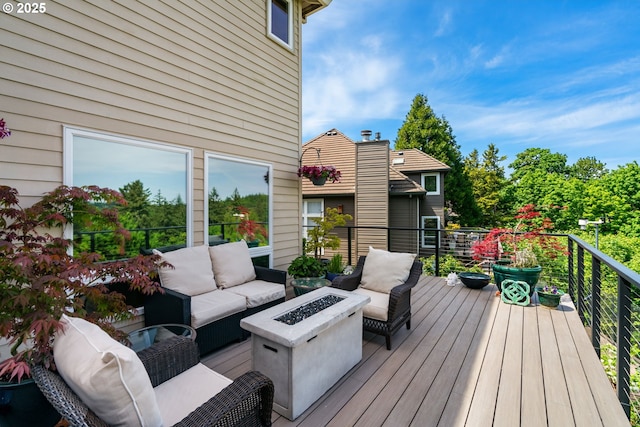11442 SW Woodlee Heights Ct, Portland, OR 97219 - deck featuring an outdoor living space with a fire pit