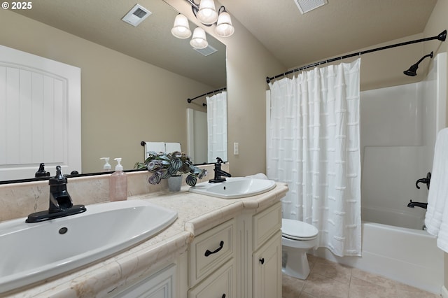 7102 SW 78th Ave, Portland, OR 97223 - full bath with toilet, tile patterned flooring, shower / bathtub combination with curtain, and double vanity