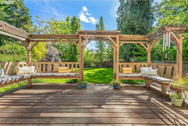 7102 SW 78th Ave, Portland, OR 97223 - wooden deck featuring an outdoor hangout area and a pergola