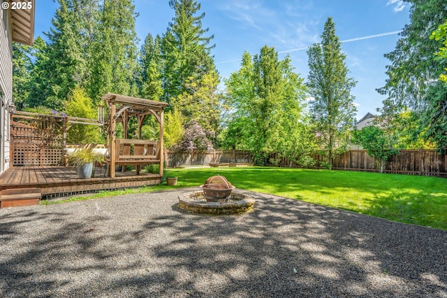 7102 SW 78th Ave, Portland, OR 97223 - view of patio with a fire pit and a wooden deck