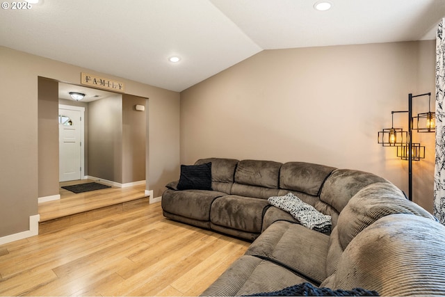 3817 NW Mccann Rd, Vancouver, WA 98685 - living room featuring light wood-style flooring, recessed lighting, and lofted ceiling